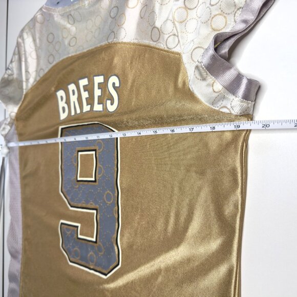 Reebok Saints Gold Silver Drew Brees No. 9 Rhinestone NFL Football Jersey Size M - Picture 5 of 13